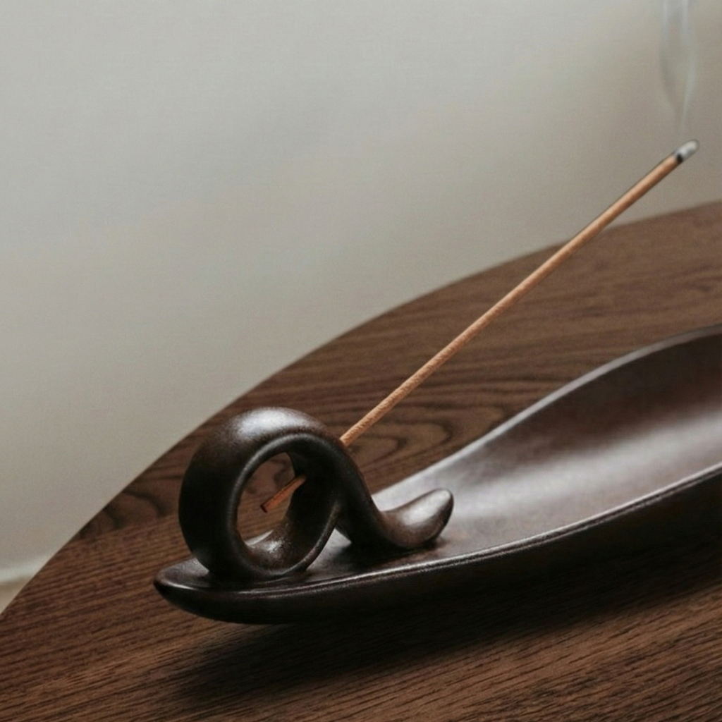 Flow Curve Ceramic Incense Holder
