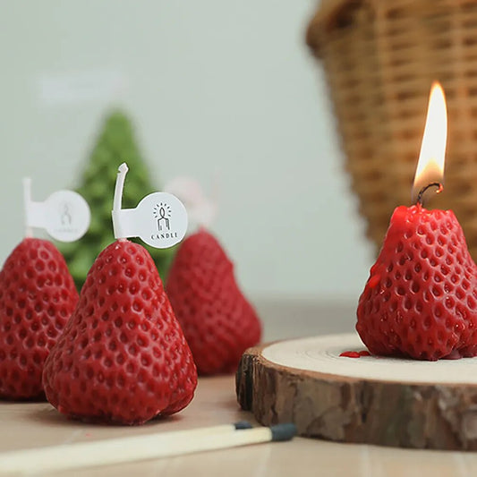 handmade strawberry candles